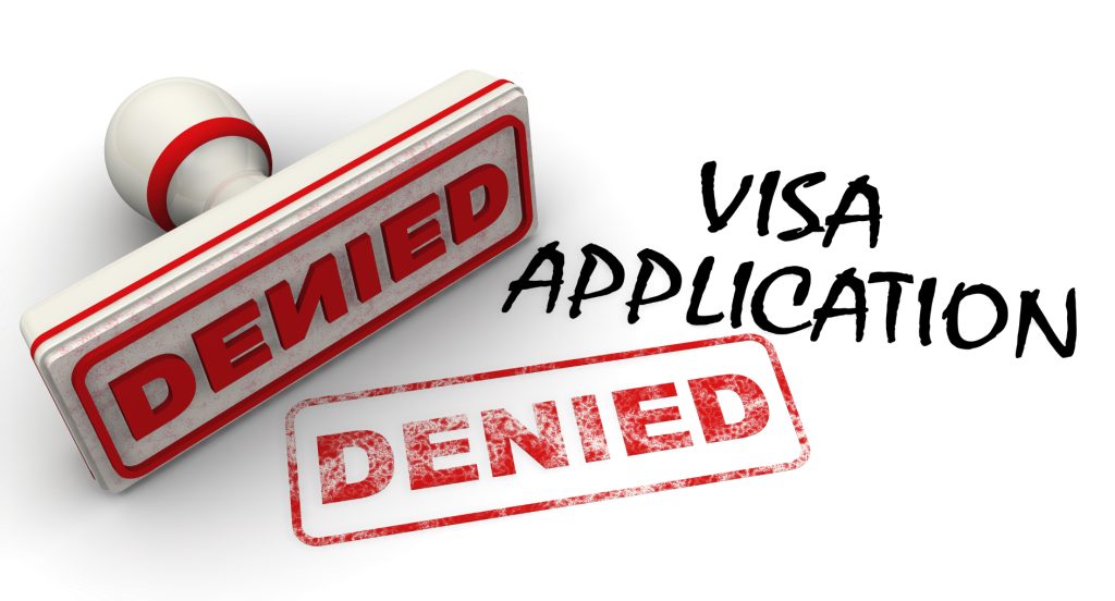 Visa application denied. Seal and imprint